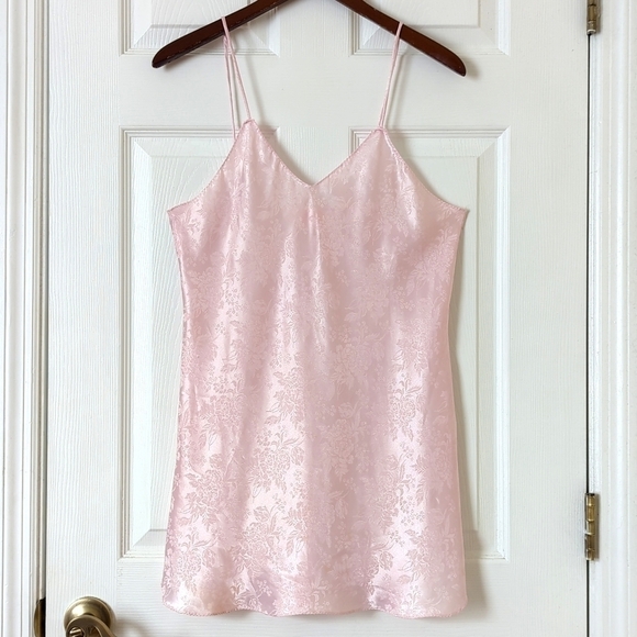 Romantic Moods 80's Vintage Floral Brocade Sleeveless V-neck Mini Slip Dress M - Picture 1 of 10